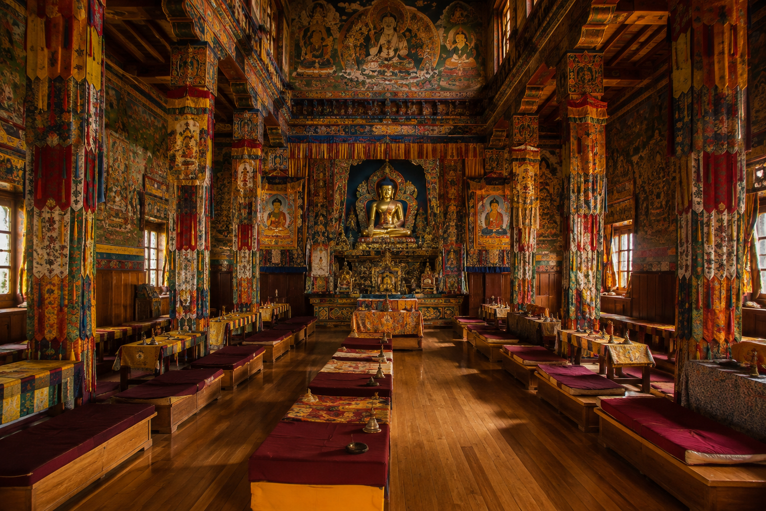 Interior of a Buddhist monastery