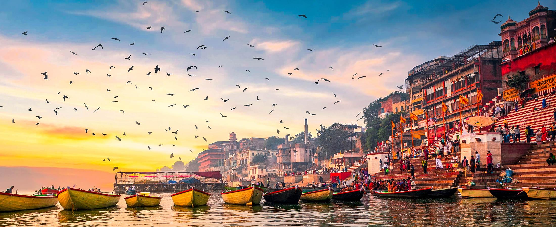 Evening light on the ghats at Varanasi, the final stop of the Thar to Ganga journey